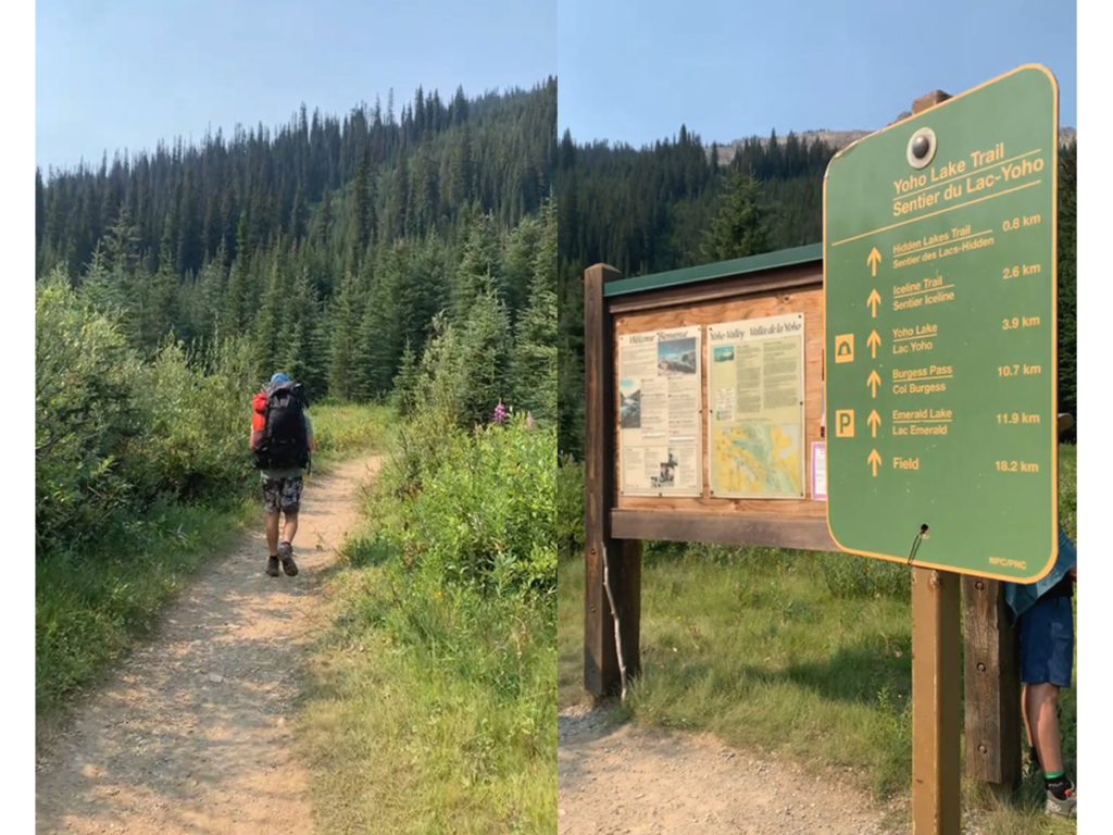 The signage at the trailhead of the Iceline Trail in Yoho National Park