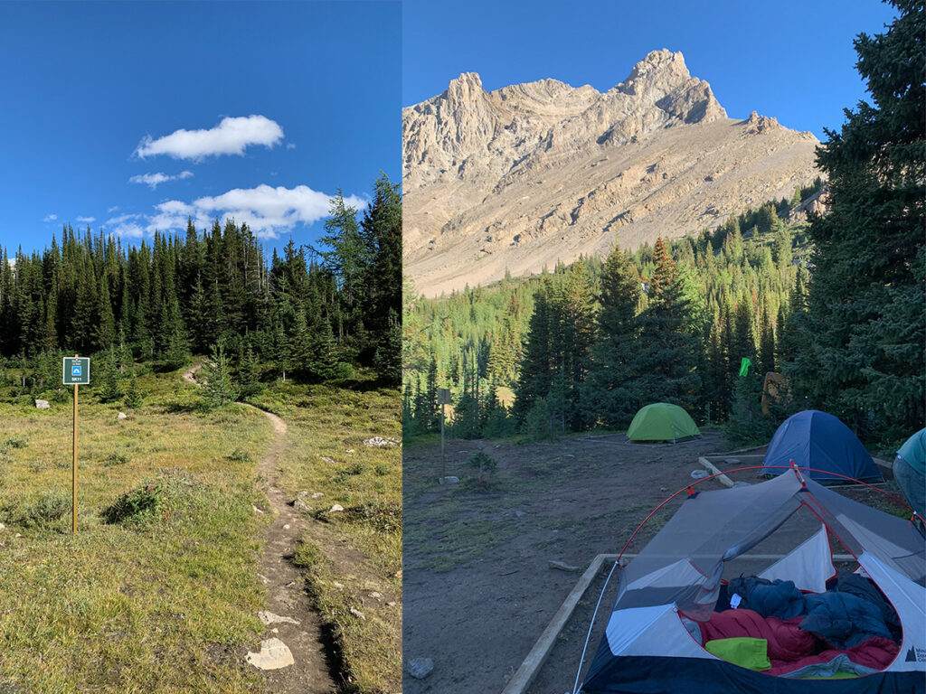 Skoki Loop hike backcountry camping in Banff