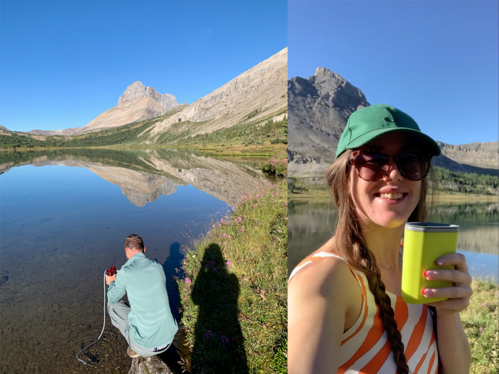 Breakfast prep on Skoki Loop hike during Banff hiking trips